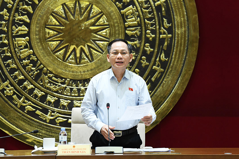Phó Trưởng đoàn Phụ trách Đoàn ĐBQH tỉnh, Trần Đình Gia chủ trì phiên thảo luận