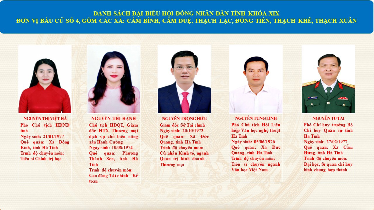 Danh sách những người trúng cử đại biểu Hội đồng nhân dân tỉnh khóa XIX, nhiệm kỳ 2026-2031 đơn vị bầu cử số 4