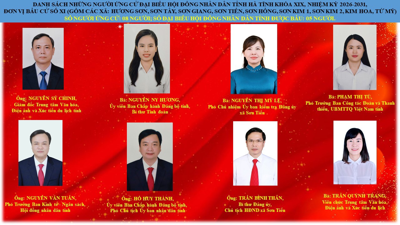 Danh sách các ứng cử viên đại biểu Hội đồng nhân dân tỉnh tại đơn vị bầu cử số 11