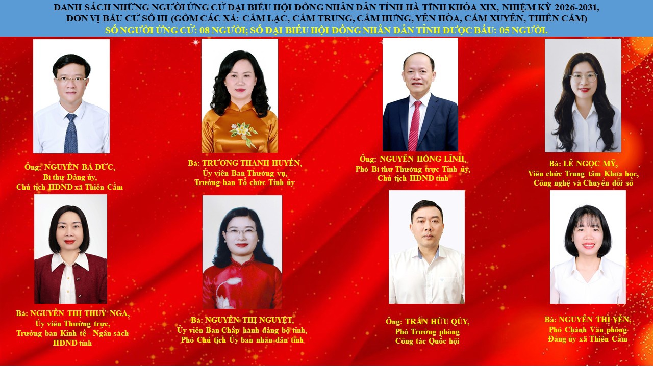 Danh sách các ứng cử viên đại biểu Hội đồng nhân dân tỉnh tại đơn vị bầu cử số 03