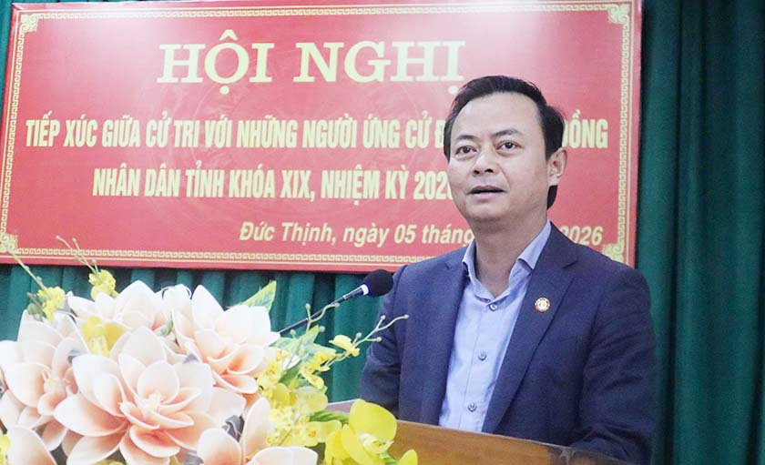 Ứng cử viên HĐND tỉnh trình bày chương trình hành động tại Đức Thịnh